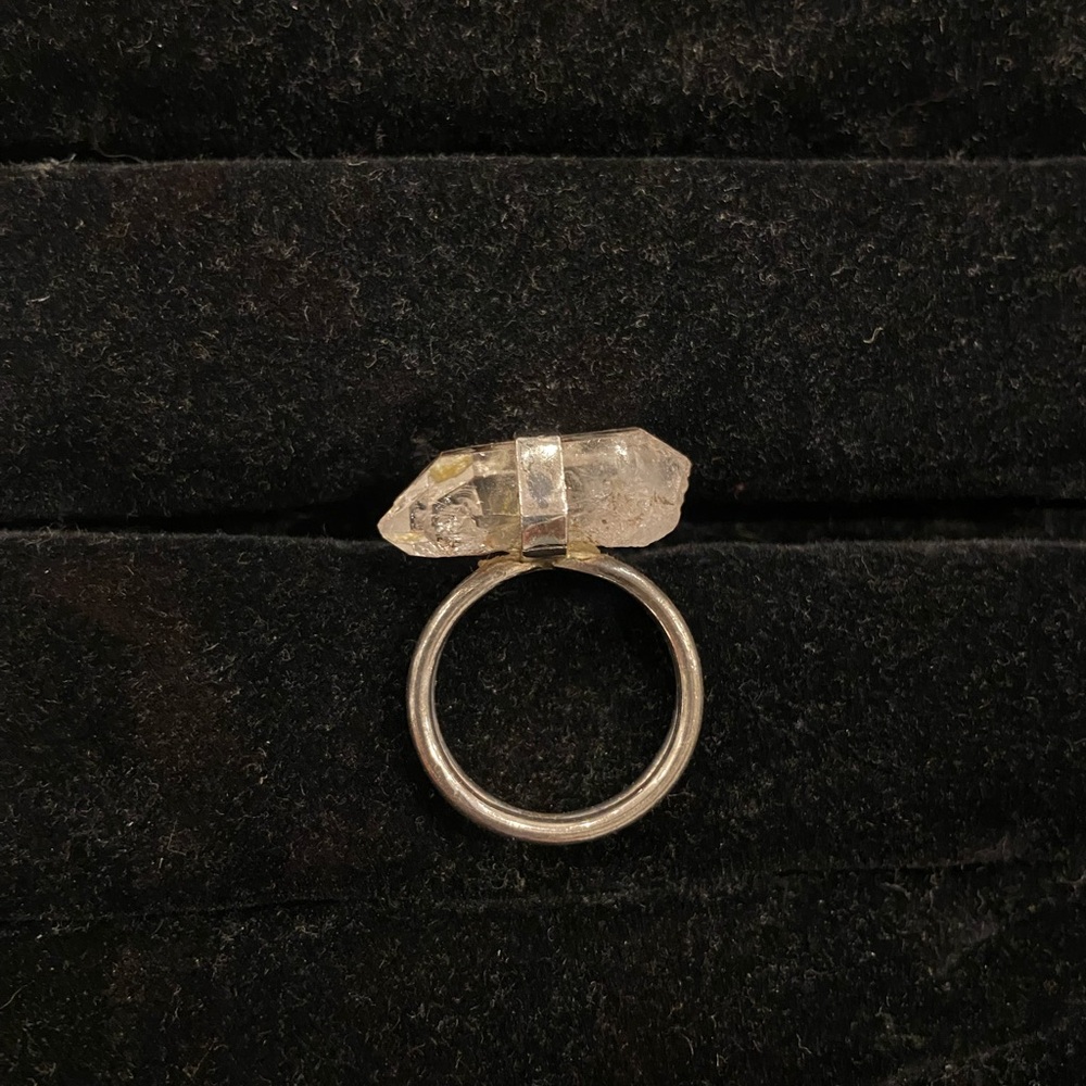 Silver plated crystal ring size 7